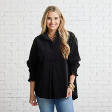 Load image into Gallery viewer, Caryn Lawn Kimberly Corduroy Top Black