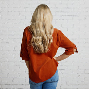 Caryn Lawn Maya Corduroy Top Burnt Orange