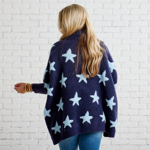 Caryn Lawn Cape Star Sweater Navy and Powder