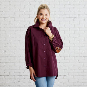 Caryn Lawn Preppy Gameday Top Maroon