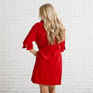 Caryn Lawn Maya Corduroy Dress Red