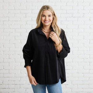 Caryn Lawn Kimberly Corduroy Top Black