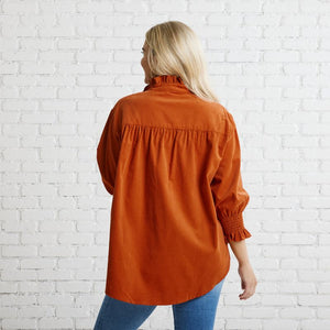 Caryn Lawn Kimberly Corduroy Top Burnt Orange