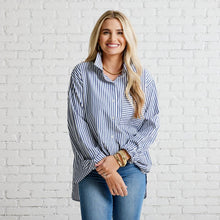 Load image into Gallery viewer, Caryn Lawn Lawn Shirt Navy