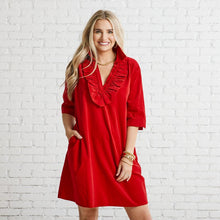 Load image into Gallery viewer, Caryn Lawn Maya Corduroy Dress Red