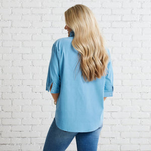 Caryn Lawn Maya Corduroy Top Powder Blue