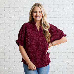 Caryn Lawn Annie Quilted Top Maroon