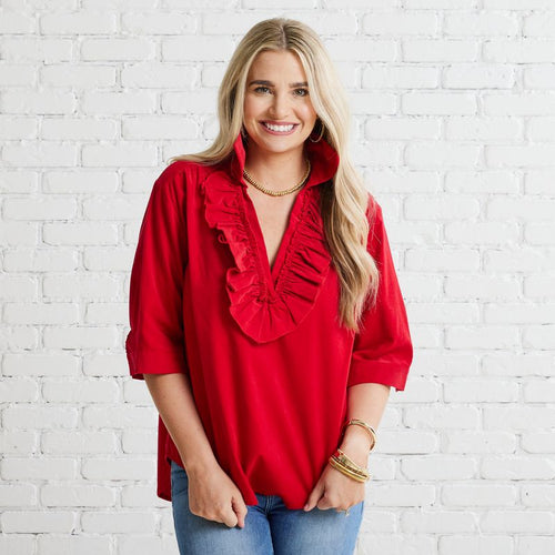 Caryn Lawn Maya Corduroy Top Red