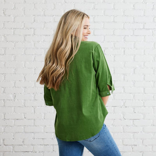 Caryn Lawn Maya Corduroy Top Moss