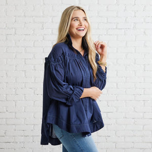 Caryn Lawn Miriam Top Navy