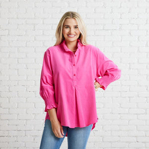 Caryn Lawn Kimberly Corduroy Top Pink