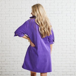 Caryn Lawn Maya Corduroy Dress Purple