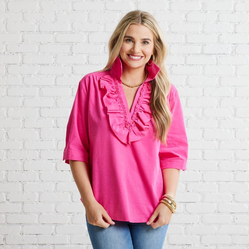 Caryn Lawn Maya Corduroy Top Pink