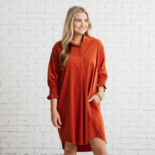 Load image into Gallery viewer, Caryn Lawn Kimberly Corduroy Dress Burnt Orange