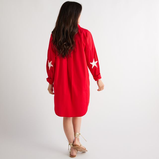 Caryn Lawn Preppy Star Dress Red