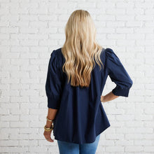 Load image into Gallery viewer, Caryn Lawn Holly Bow Top Navy