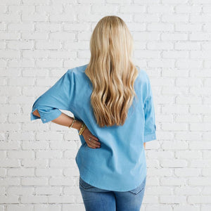 Caryn Lawn Maya Corduroy Top Powder Blue