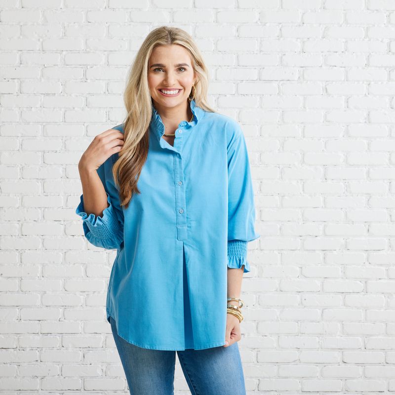 Caryn Lawn Kimberly Corduroy Top Powder Blue