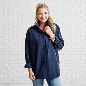 Caryn Lawn Preppy Gameday Top Navy