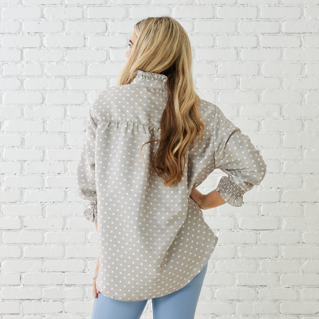 Caryn Lawn KIMBERLY POLKADOT TOP CEMENT