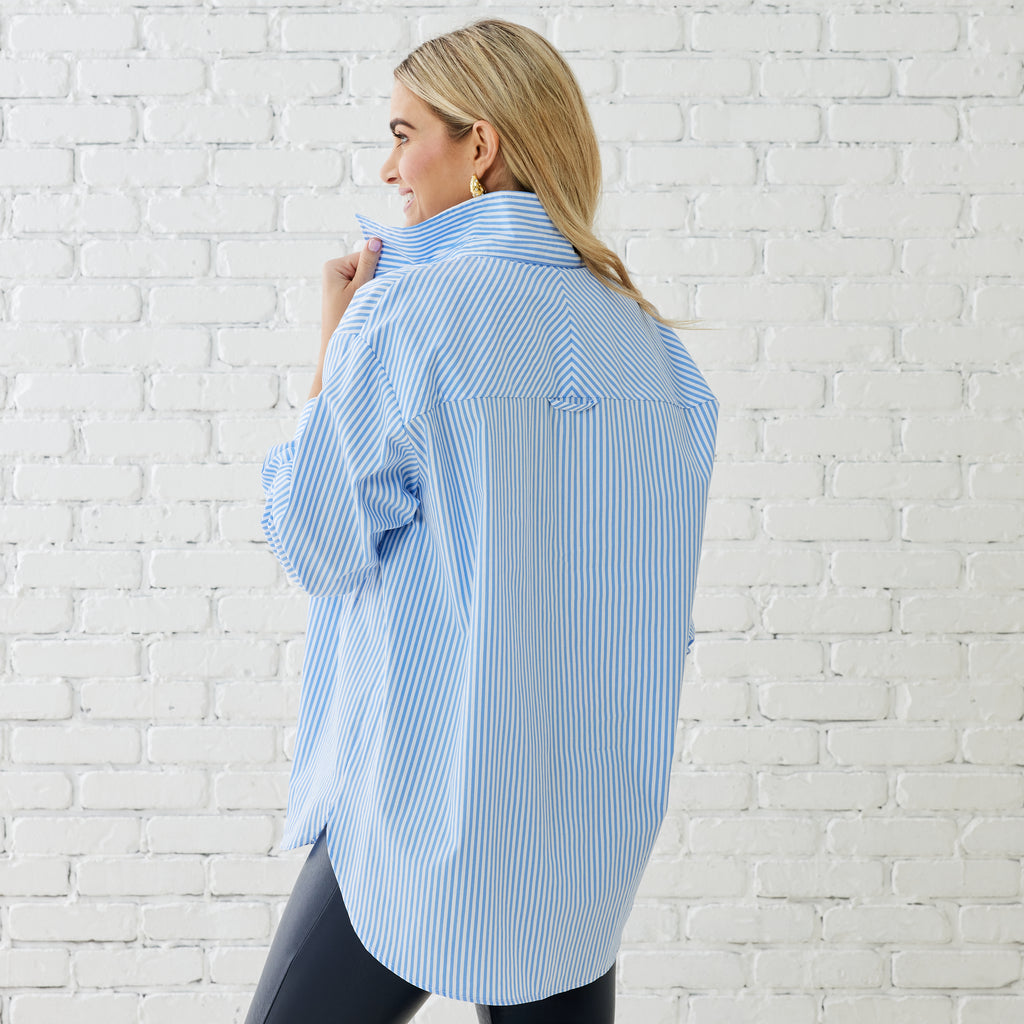 Caryn Lawn LAWN SPARKLE TOP BLUE STRIPE