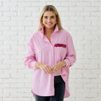 Caryn Lawn LAWN SPARKLE TOP PINK STRIPE