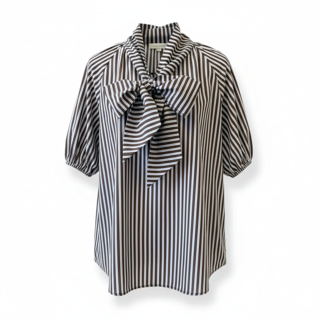 Ryan Bow Top Cocoa Stripe