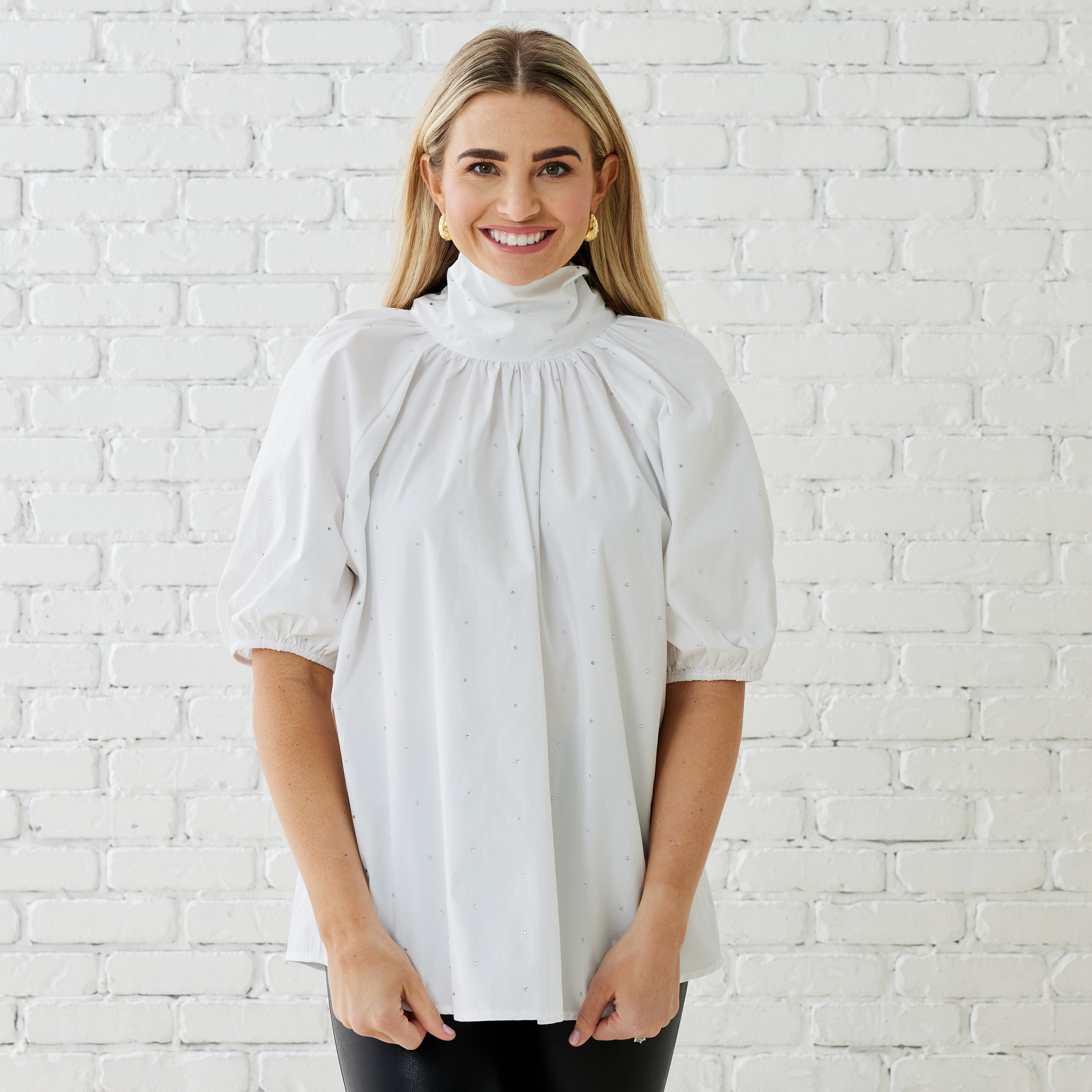 Caryn Lawn RYAN BOW SPARKLE TOP WHITE