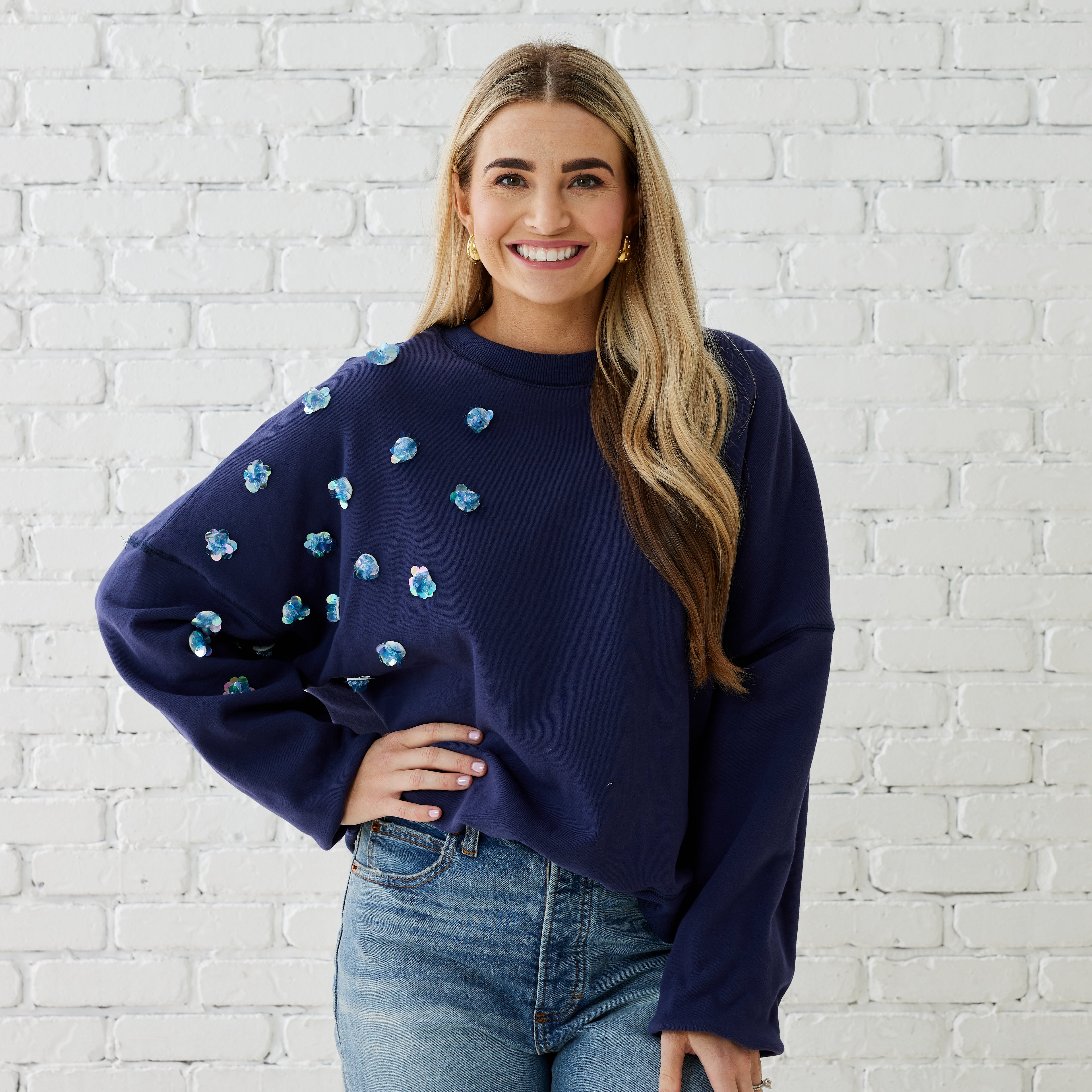Caryn Lawn SADIE SWEATSHIRT NAVY