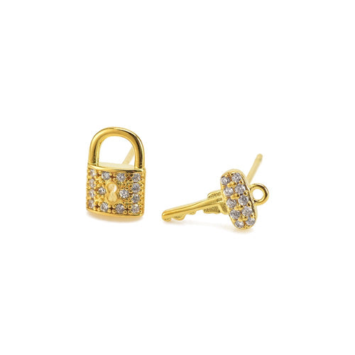Stud Earrings- Lock & Key