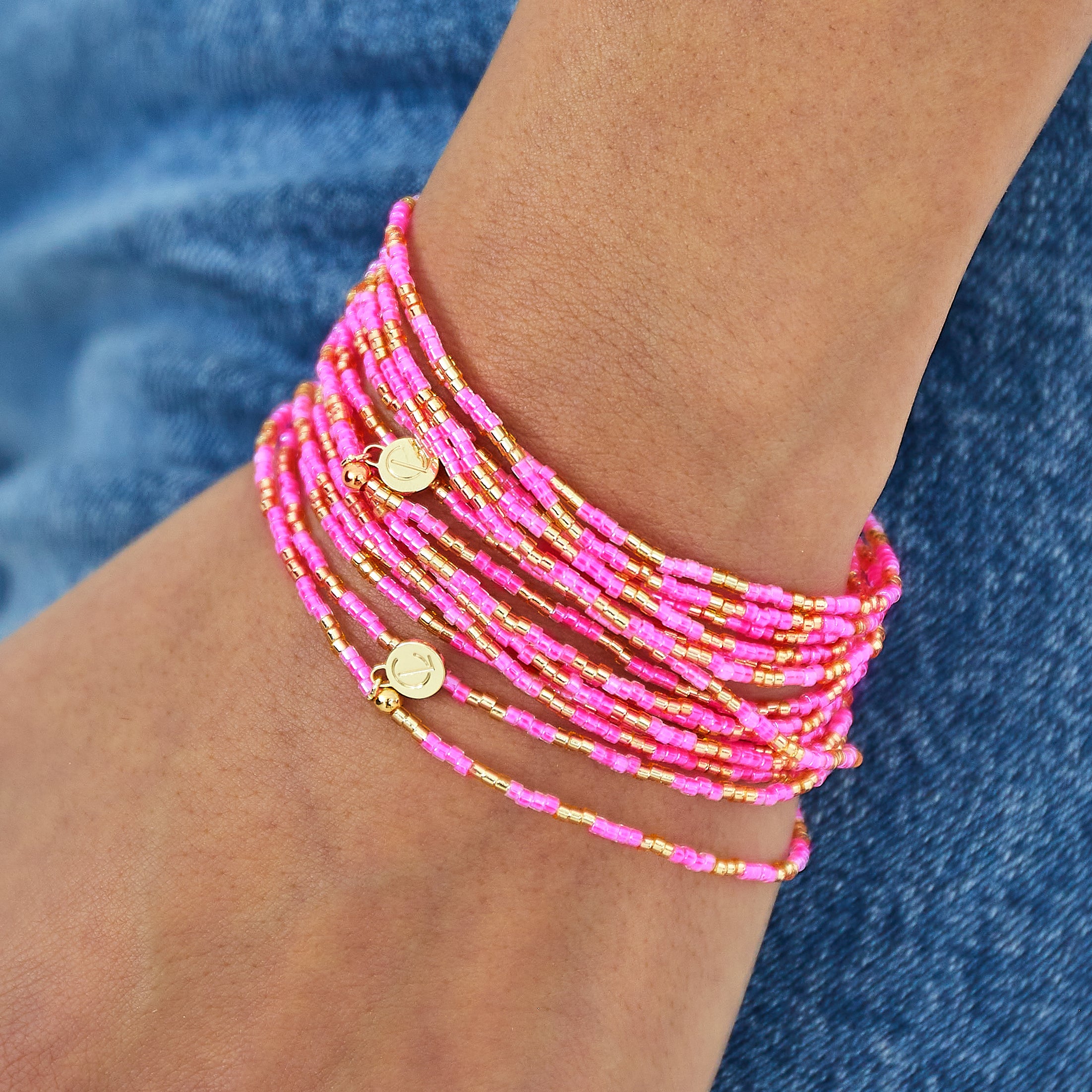 Caryn Lawn Malibu Wrap Bracelet/Necklace - Pink/Gold