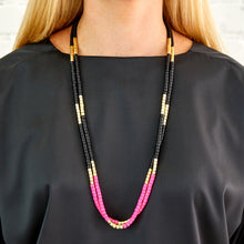 Load image into Gallery viewer, Long Laguna Necklace - Black/Pink/Gold