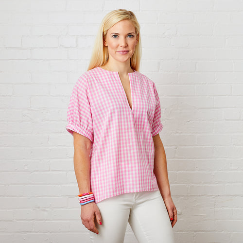 Betsy Top- Summer Cotton Pink Gingham