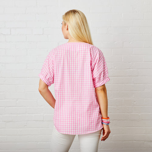 Betsy Top- Summer Cotton Pink Gingham