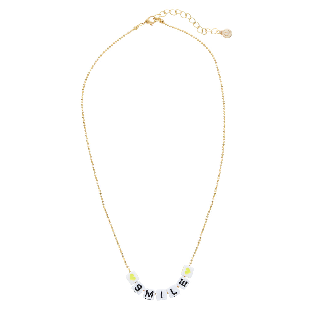 Caryn Lawn Beaded Word Necklace- Smile