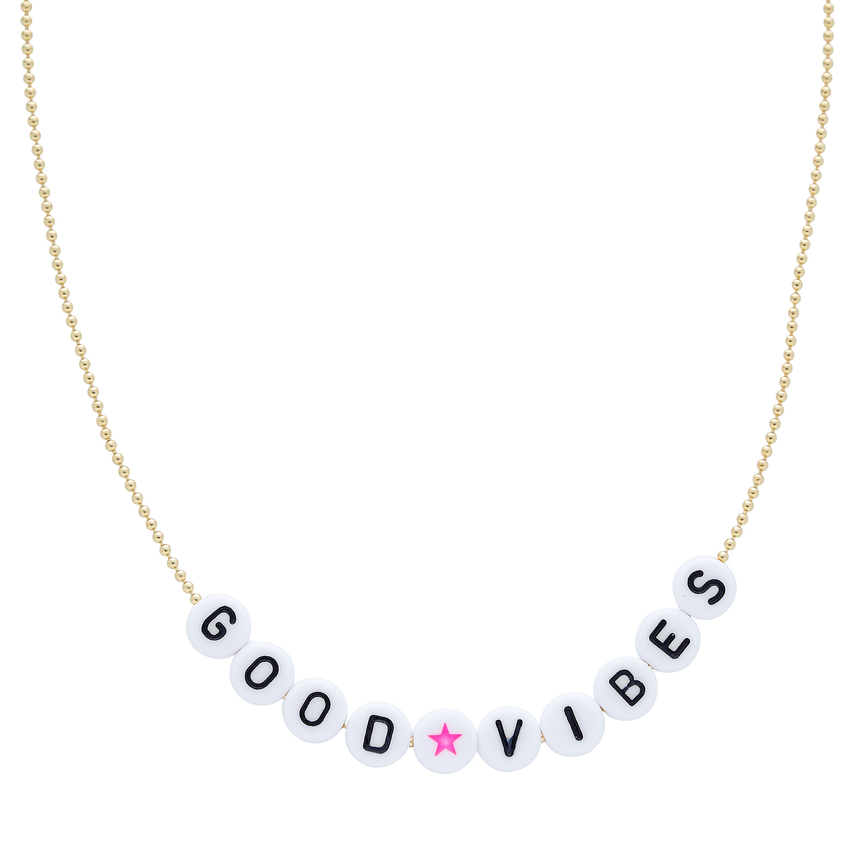 Caryn Lawn Beaded Word Necklace- Good Vibes