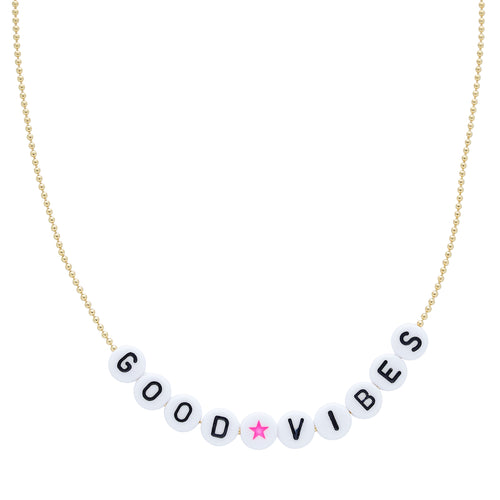 Caryn Lawn Beaded Word Necklace- Good Vibes