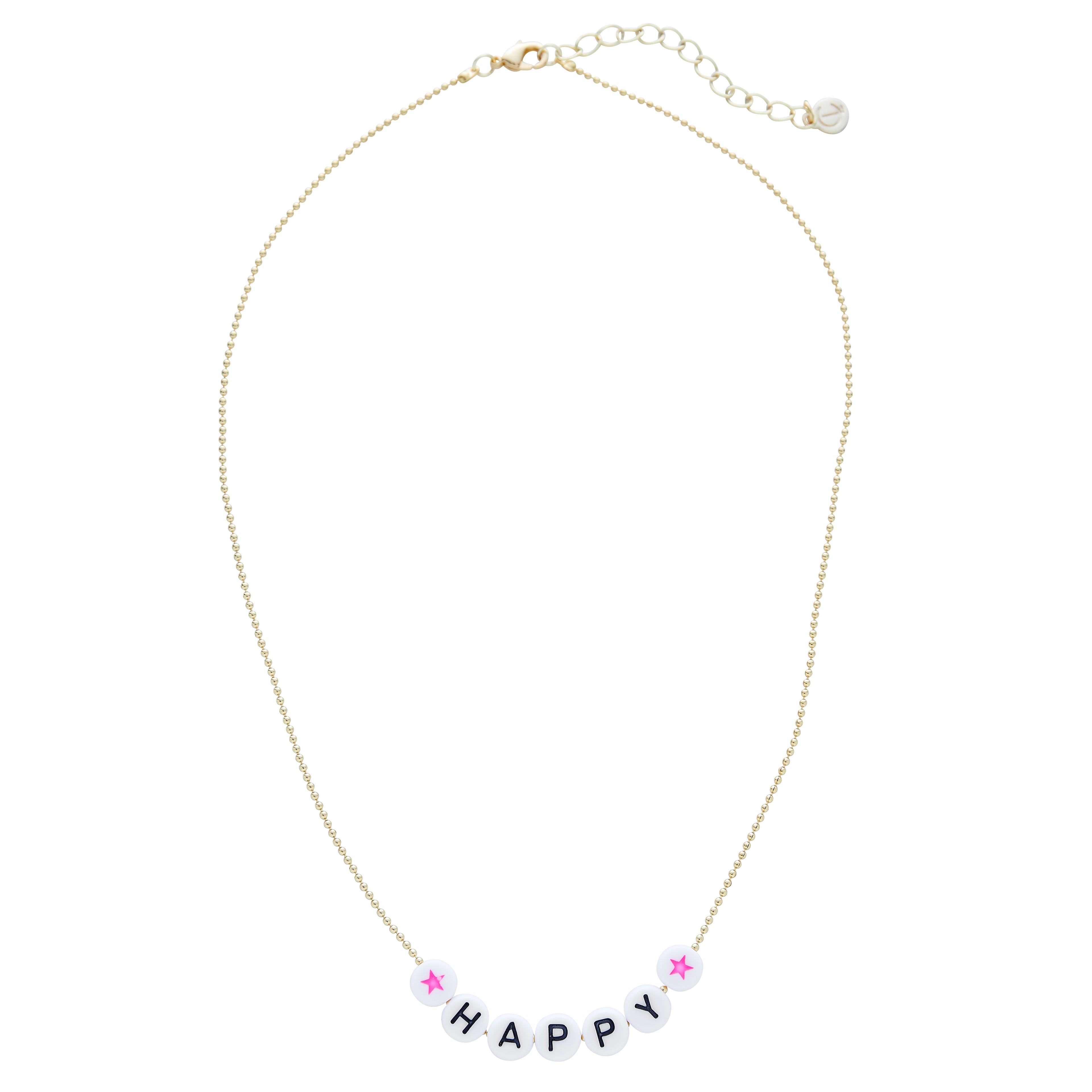 Caryn Lawn Beaded Word Necklace- Happy