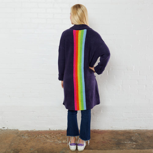Everyday Sweater Coat Navy Rainbow