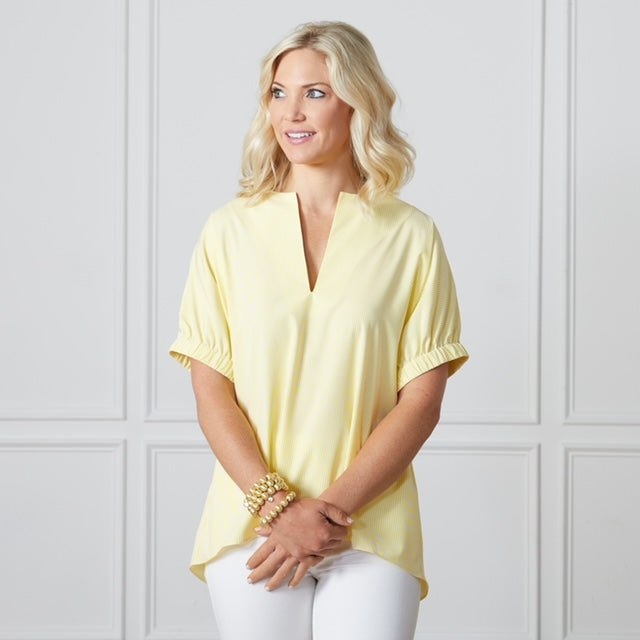 Caryn Lawn Betsy Spring Oxford Canary Stripe