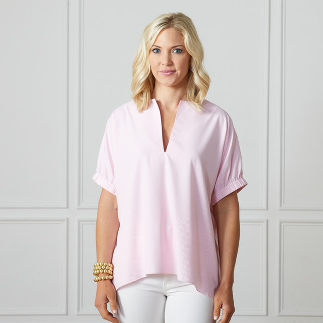 Caryn Lawn Betsy Spring Oxford Pink Stripe
