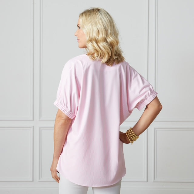 Caryn Lawn Betsy Spring Oxford Pink Stripe