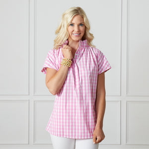 Emily Gingham Top Pink