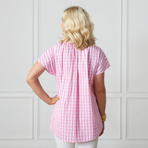 Emily Gingham Top Pink