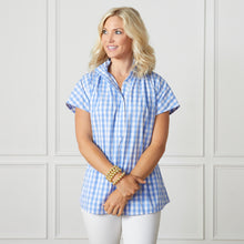 Load image into Gallery viewer, Caryn Lawn Emily Gingham Top Light Blue