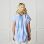 Caryn Lawn Emily Gingham Top Light Blue