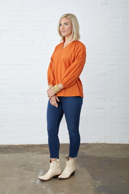 Caryn Lawn Taylor Top Burnt Orange