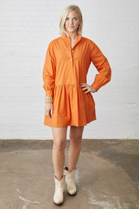 Caryn Lawn Morgan Mini Dress Burnt Orange