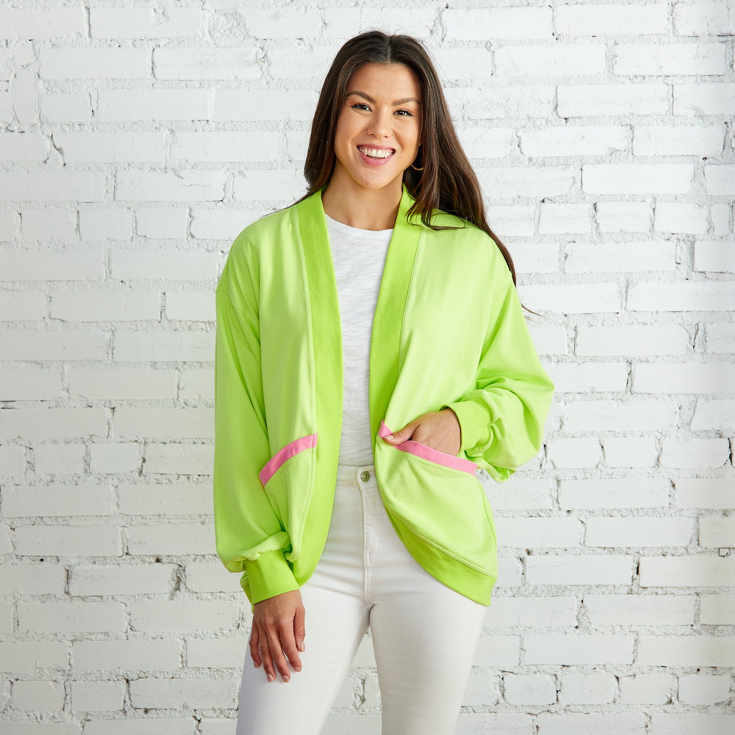 Caryn Lawn Coastal Cardigan Neon