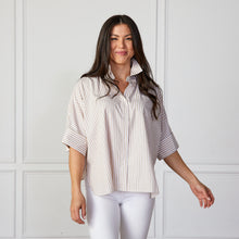 Load image into Gallery viewer, Abby Swing Top Khaki Stripe